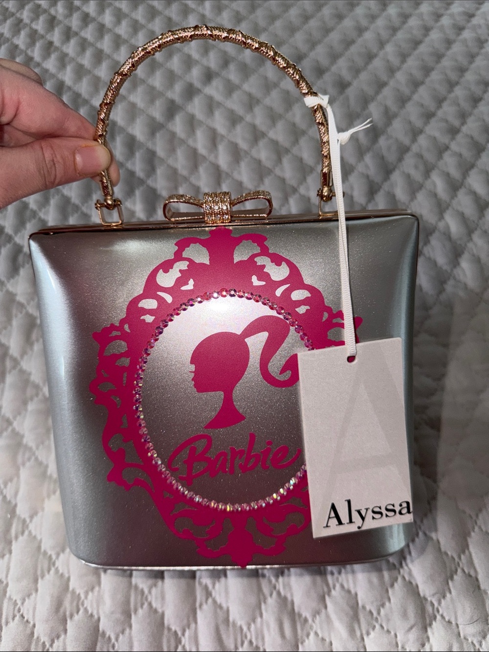 Barbie Silver & Pink Mini Top-Handle Bag by Alyssa